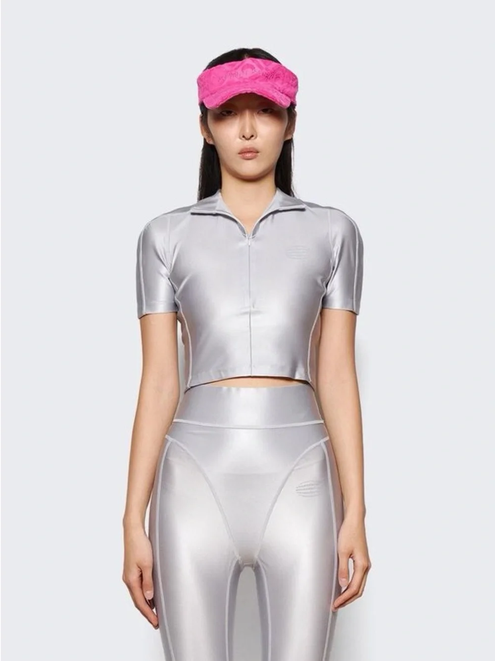 Alexander Wang Silver Performance Cycling Jersey Rash Guard